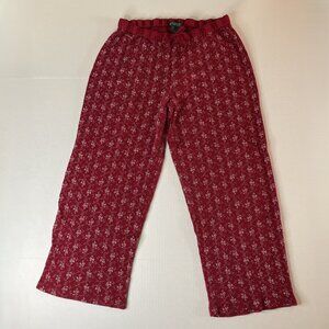 Lauren Ralph Lauren Pajama Pants Womens Large Red Floral Lounge Knit Wide Leg